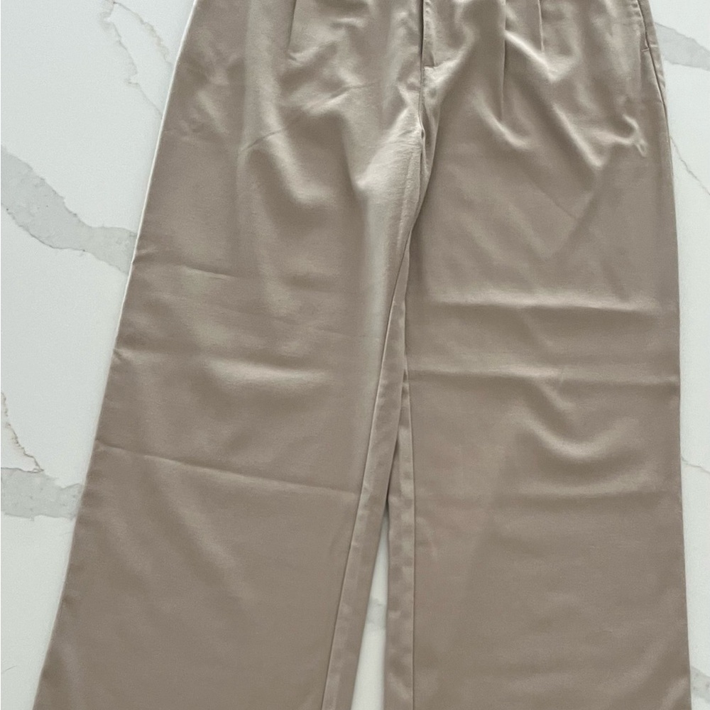 Beige Wide-Leg Trousers